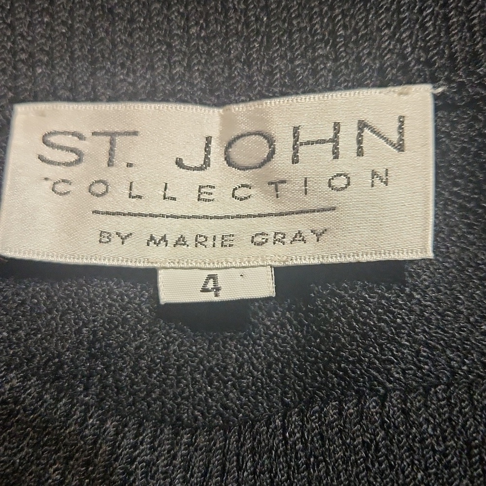 St. John Black Santana Knit Pencil Skirt Red and Tan Trim - Picture 2 of 2